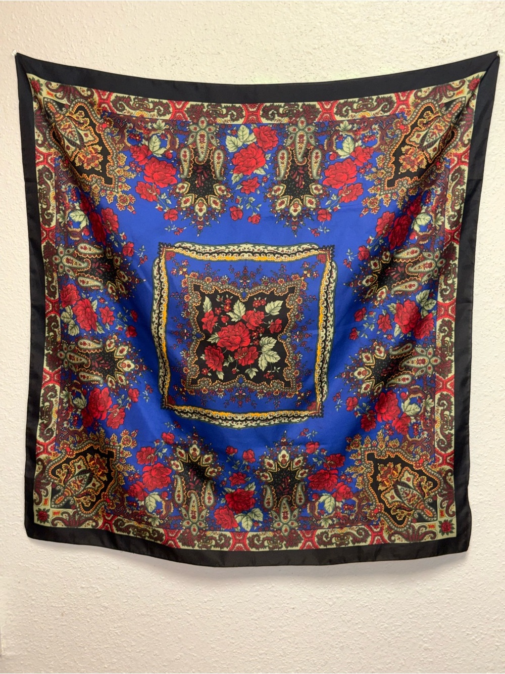 Blue Floral Paisley Scarf - Unbranded